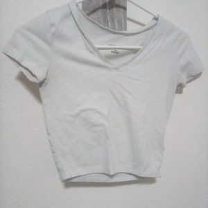 White crop top shirt